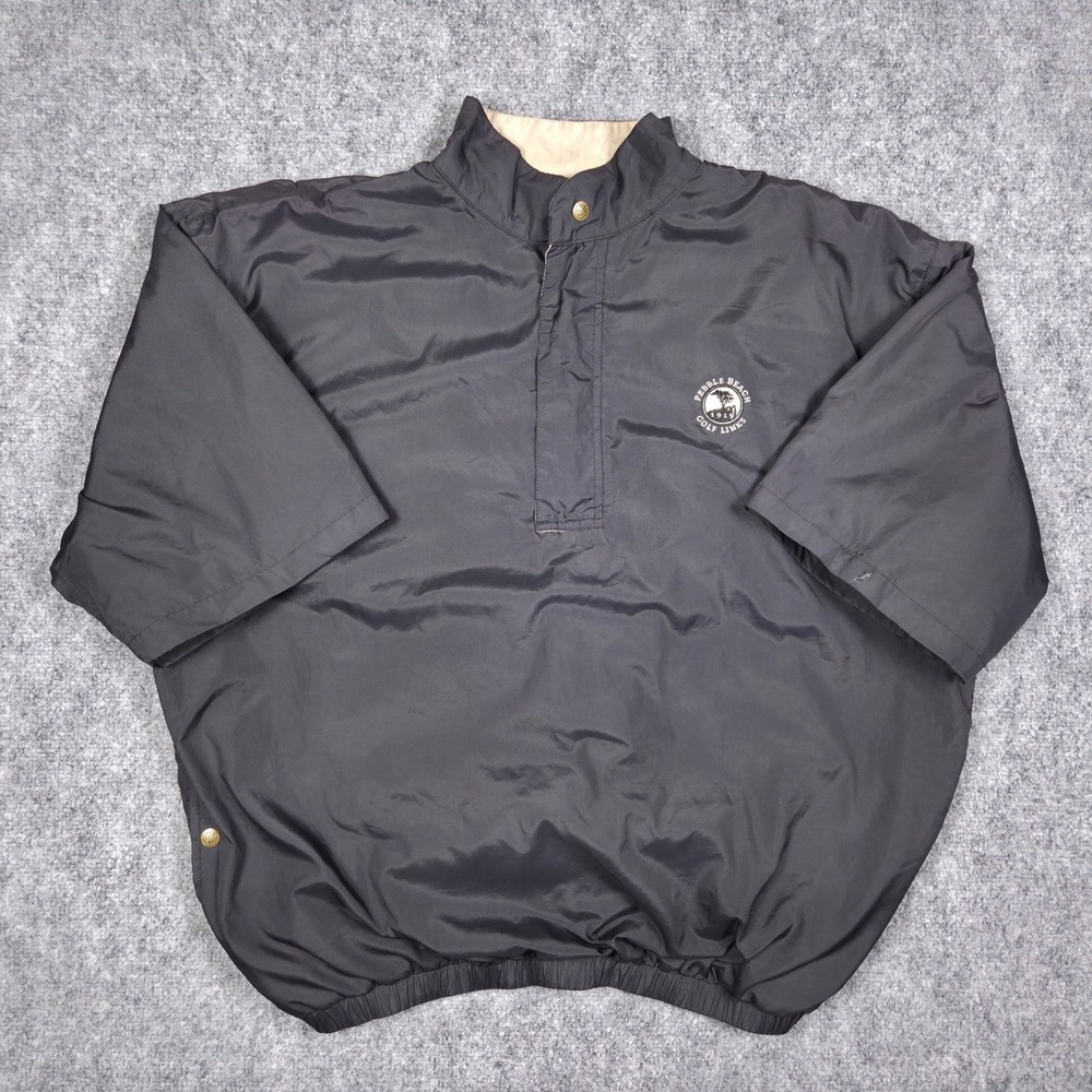 Clark Gregory Pebble Beach Golf Links Pullover Mens XL Black Short Sleeve Jacket